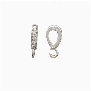 Copper Bail Pave Zirconia Platinum Plated, approx 5-8mm