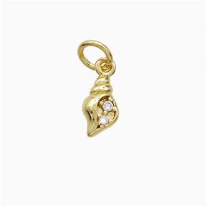 Copper Conch Shell Pendant Pave Zirconia Gold Plated, approx 5-8mm