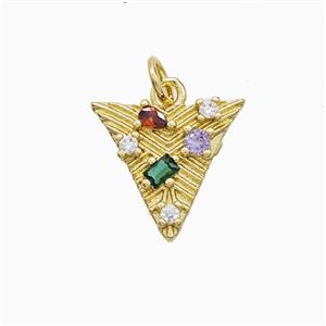 Copper Triangle Pendant Pave Zirconia Gold Plated, approx 15mm