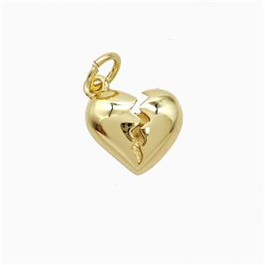 Broken Heart Charms Copper Pendant Gold Plated, approx 9.5-11mm