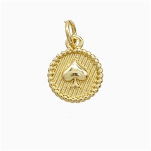 ACE of Spade Copper Heart Pendant Gold Plated, approx 10mm