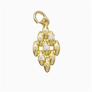Copper Rhombus Pendant Pave Zirconia Gold Plated, approx 9-15mm