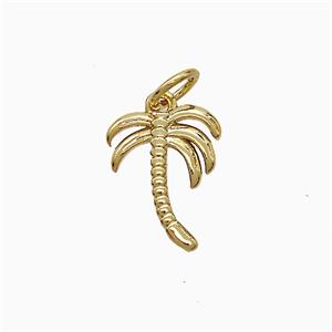 Coconut Tree Charms Copper Palm Pendant Gold Plated, approx 10-13mm