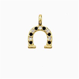 Copper Horseshoe Pendant Pave Zirconia Gold Plated, approx 8.5-12mm