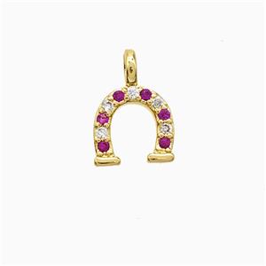Copper Horseshoe Pendant Pave Zirconia Gold Plated, approx 8.5-12mm