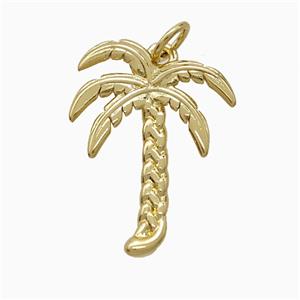 Coconut Tree Copper Palm Pendant Gold Plated, approx 16-22mm