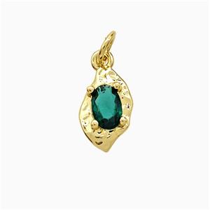 Copper Leaf Pendant Pave Crystal Glass Gold Plated, approx 7-12mm