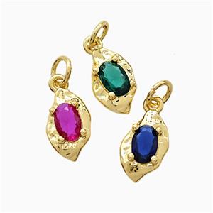 Copper Leaf Pendant Pave Crystal Glass Gold Plated Mixed, approx 7-12mm