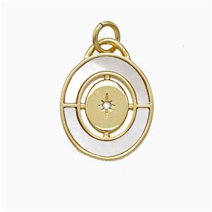 Copper Star Pendant Pave Shell Oval Gold Plated, approx 13-16mm