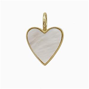 Copper Heart Pendant Pave Shell Gold Plated, approx 14mm