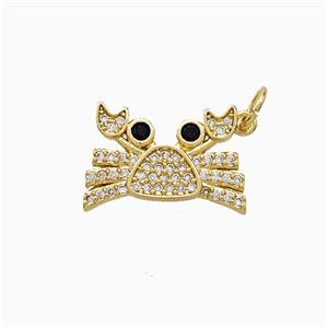 Copper Crab Pendant Pave Zirconia Gold Plated, approx 11-16mm