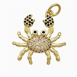 Copper Crab Pendant Pave Zirconia Gold Plated, approx 20-22mm