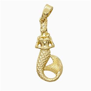 Copper Mermaid Pendant Gold Plated, approx 9-21mm