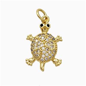 Copper Tortoise Pendant Pave Zirconia Gold Plated, approx 12-17mm