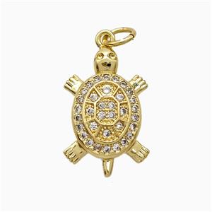 Copper Tortoise Pendant Pave Zirconia Gold Plated, approx 12-18mm