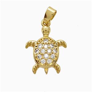 Copper Tortoise Pendant Pave Zirconia Gold Plated, approx 15-20mm