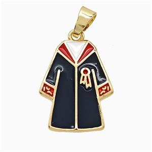 Copper Graduation Clothing Pendant Enamel Gold Plated, approx 17-22mm