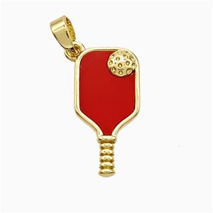 Copper Pickleball Paddle Pendant Pave Shell Sports Gold Plated, approx 10-20mm