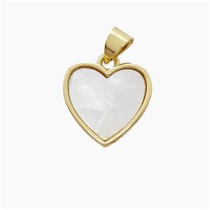 Copper Heart Pendant Pave Shell Gold Plated, approx 14mm