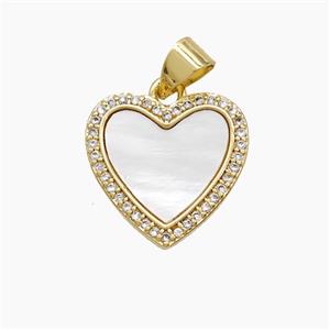 Copper Heart Pendant Pave Shell Gold Plated, approx 15mm