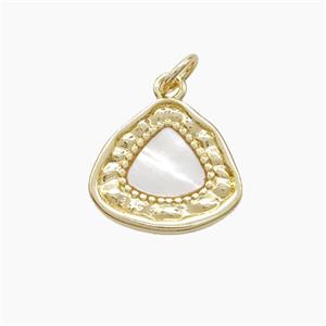Copper Triangle Pendant Pave Shell Gold Plated, approx 15mm