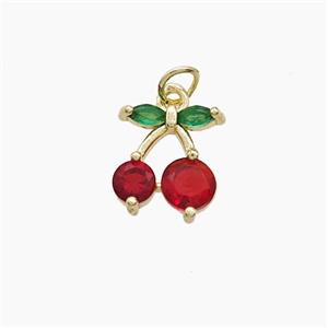 Copper Cherry Pendant Pave Crystal Glass Gold Plated, approx 10-11mm
