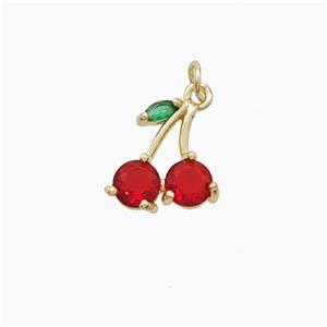 Copper Cherry Pendant Pave Crystal Glass Gold Plated, approx 12mm