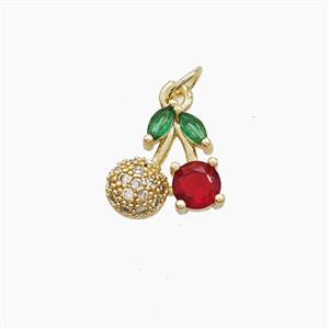 Copper Cherry Pendant Pave Crystal Glass Gold Plated, approx 10mm