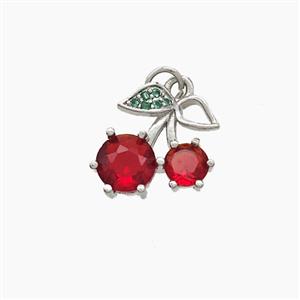 Copper Cherry Pendant Pave Crystal Glass Platinum Plated, approx 12mm