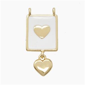 Copper Heat Pendant White Enamel 2loops Gold Plated, approx 13-18mm, 7mm