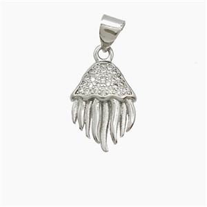 Copper Jellyfish Pendant Pave Zirconia Platinum Plated, approx 11-15mm