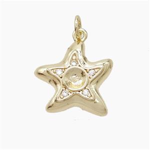 Copper Starfish Pendant Pave Zirconia Gold Plated, approx 16mm