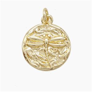 Copper Dragonfly Pendant Hammered Gold Plated, approx 16mm