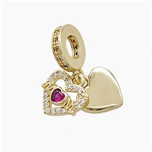 Copper Heart MOM Pendant Pave Zirconia Gold Plated, approx 10mm, 10mm dia
