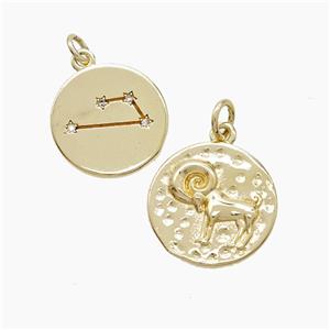 Copper Pendant Pave zircon, Gold Plated, approx 15mm