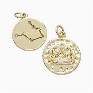 Copper Pendant Pave zircon, Gold Plated, approx 15mm