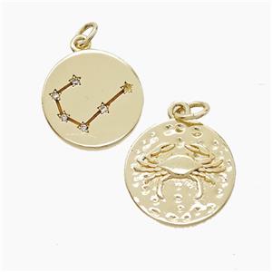 Copper Pendant Pave zircon, Gold Plated, approx 15mm