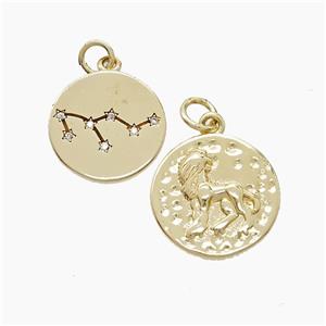 Copper Pendant Pave zircon, Gold Plated, approx 15mm