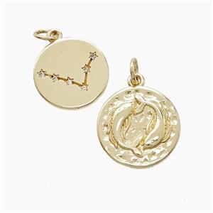 Copper Pendant Pave zircon, Gold Plated, approx 15mm