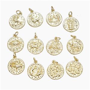 Copper Pendant Pave zircon, Gold Plated, approx 15mm