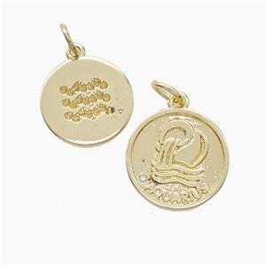 Copper Pendant Pave zircon, Gold Plated, approx 16mm