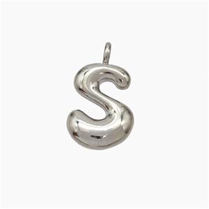Copper letter Pendant, Platinum Plated, approx 10-12mm