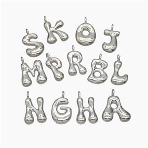 Copper Alphabet Pendant Mix Letters Platinum Plated, approx 10-12mm