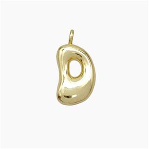 Copper Letter-D Pendant Gold Plated, approx 10-12mm