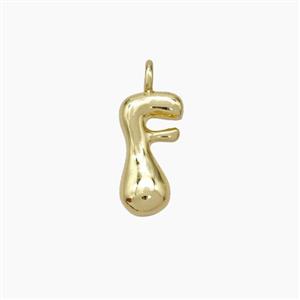 Copper Letter-F Pendant Gold Plated, approx 10-12mm