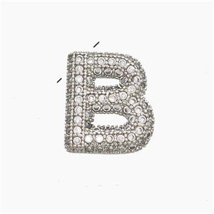 Copper letter Pendant Pave Zircon, Platinum Plated, approx 10-13mm