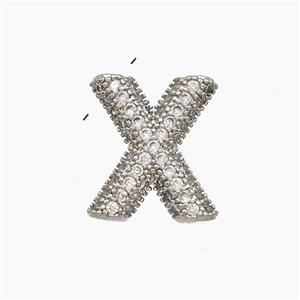 Copper letter Pendant Pave Zircon, Platinum Plated, approx 10-13mm