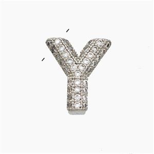 Copper letter Pendant Pave Zircon, Platinum Plated, approx 10-13mm