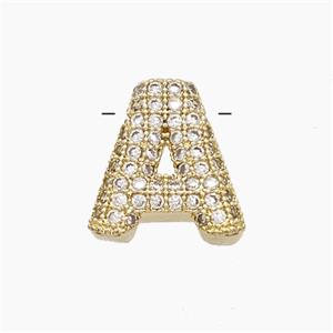 Copper letter Pendant Pave Zircon, Gold Plated, approx 10-13mm