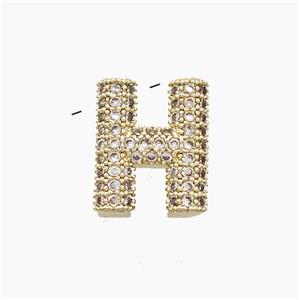 Copper letter Pendant Pave Zircon, Gold Plated, approx 10-13mm
